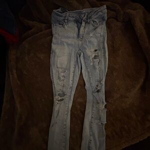 American Eagle Outfitters Light Blue Distressed Skinny Jeans